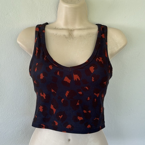 SAGE Collective navy blue orange leopard matching crop top leggings set size XS - Picture 3 of 9